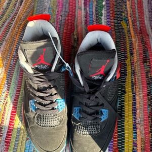 Air Jordan 4 Black Red Teal Rare Colorway Size  9.5 Clean Condition Retro IV